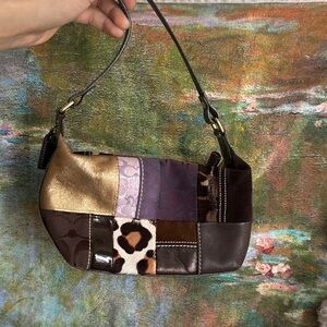 Coach Patchwork Leather and Suede Shoulder Bag